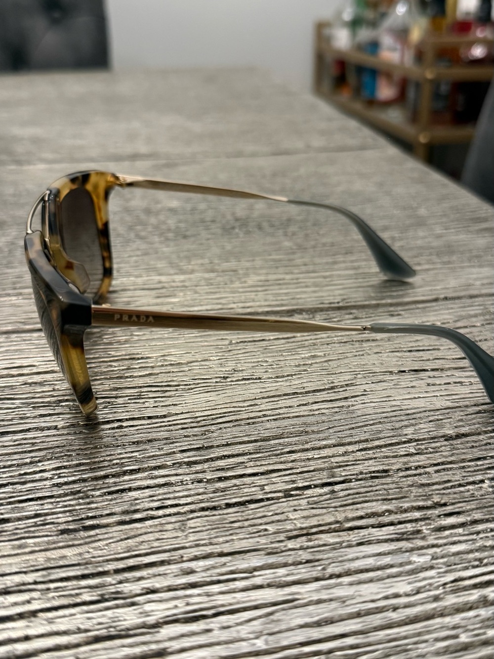 Prada Tortoiseshell Cat-Eye Sunglasses with Gold Bridge - Picture 2 of 4